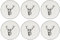 Vaisselle Cerf en porcelaine blanche et noire (lot de 6) Assiette Ø19