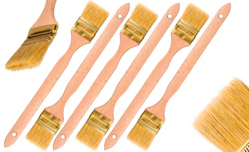 ToolSpace Heizkörperpinsel Winkelpinsel 6 Stück Eckpinsel Langer Stiel 34cm Holzgriff Heizungspinsel Naturborsten Pinsel Lang Stiel Gebogen Heizkörperpinselset 50mm für Schwer Zugängliche Stellen DIY