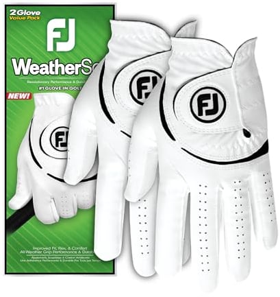 FootJoy WeatherSof Lot de 2 Gants de Golf pour Homme Blanc
