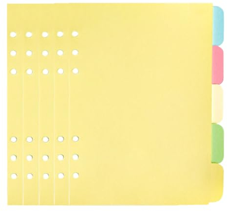 Vasemele 25 Stück Trennblätter A5 6 Loch Ordner Register Index Teiler Farbige Register A6 Dividers 6-Loch Register Trennstreifen für Ringbuch