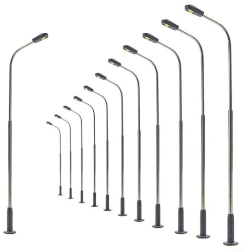 für 12 Stück Modelleisenbahn-Lampen, warmweiß, 14 cm, für Schienen- und Gebäude-Layout, für Versorgungsspannungen von 3 V