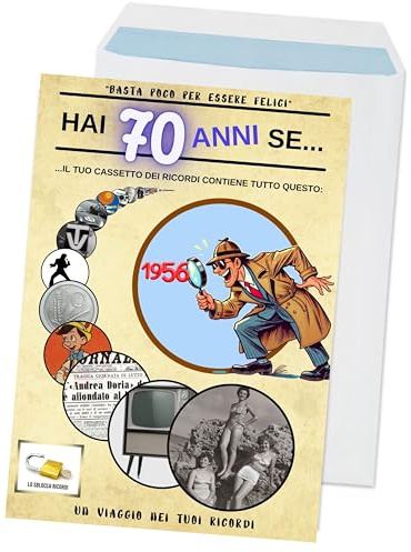 B3AL Libretto 70 anni 1956 – 20 pagine di ricordi e curiosità – con busta – regalo vintage A4 – disponibili anche per 50 anni – made in Italy (70)