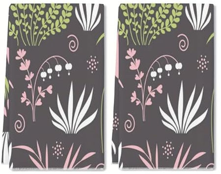 Geroclonup Gants de toilette avec plantes et licornes - Serviettes de cuisine géométriques pour pendaison de crémaillère