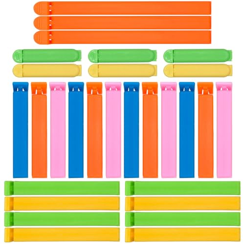 32 Stück Verschlussclips,Lebensmittel Clips Kunststoff 7/9/11/16 cm Verschlussklammern Plastik Mehrere Farben Küche Tütenclips Dichtungsclip Kunststoff Verschlussklammern für Süßigkeit Kekse Kaffee