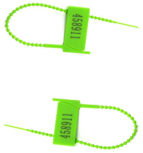 Cable ties,1000 Numbered Tamper Proof Plastic Fire Extinguisher Safety Tags Zip Tie Pull Tites Security Seals Tear Off (Green)