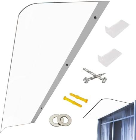 Vordach für Vordertür – Sonnenschutz für Tür und Terrasse, gebogene Markise für den Außenbereich | Regenfestes Dach aus Polycarbonat, Terrassenüberdachung für den Außenbereich, UV-Regen-Schnee-Sonnenl