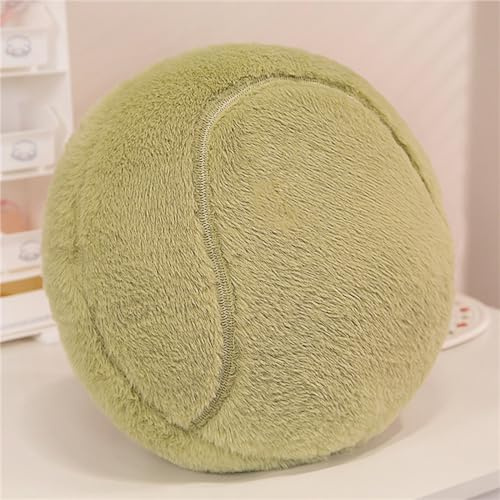 Ueiwffzo Kugelkissen Rund 35cm Plüschkissen Weiches Basketball Fußball Dekokissen, Kugelförmiges Wurfkissen Plüschtier für Jungen Kinderzimmer Deko (Tennis)