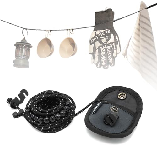 ZVRSUA Corde à Linge de Camping, Corde à Linge D'extérieur, Corde à Linge Rétractable, Gadgets de Voyage Essentiels pour Camping-Car et Accessoires de Camping