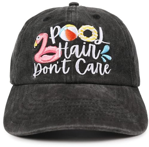 InnoBeta Pool Hair Don't Care Mütze, lustig, verstellbar, bestickt, Pool-Dekoration, Baseballkappe für Damen und Herren, Poolhaar, S-XL