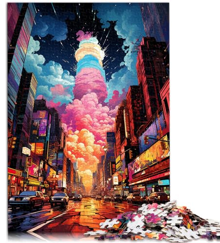 Puzzle zum Malen in Neonfarben, New York Times Square, für Erwachsene, 1000-teiliges Puzzle, Holzpuzzle, Familienspiele, Weihnachts- und Geburtstagsgeschenke, 1000 Teile (50 x 75 cm)