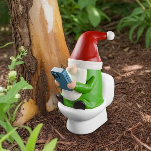 Loyzcy Lustige Gartenzwerge für Außen, Weihnachtsdekorationen Innen, Harz GNOME Geschenke, Lustige Gartenzwerge für Außen, skurrile Dekoration für Haus Bad Schreibtisch Regal