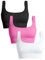 OQQ Damen 3-teilige BHS Medium Support Tank Top gerippt Nahtlose Abnehmbare Cups Training Sport BH Schwarz Rose Weiß