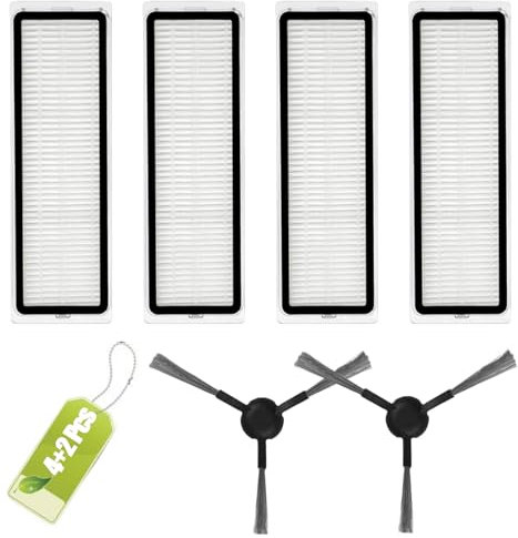 4 Stück Hepa-Filter Kompatible mit Dreame L10s Ultra/L10 Ultra/L10s Pro/D10 Plus/Z10 Pro/S10/S10 PRO/S10 PLUS,2 Seitenbürsten Ersatzteile Zubehör für Dreame Staubsauger
