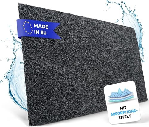 Entrando Fussmatte 100x120 cm - innen und aussen - Baumwolle - rutschfest, waschbar, robust - passt unter der Tür - für Flur oder überdachten Eingangsbereich (Anthrazit)