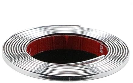 Bande décorative chromée de voiture - 5 m - Argenté - Autocollant universel - Pour carrosserie, fenêtre, décoration extérieure (10 mm)