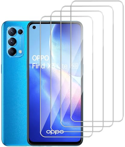 Dlxiks Protector de Pantalla para OPPO Find X3 Lite, Cristal templado Antiarañazos,Dureza 9H, fácil instalación, Sin Burbujas, Antiarañazos, HD Transparente, 4 Unidades
