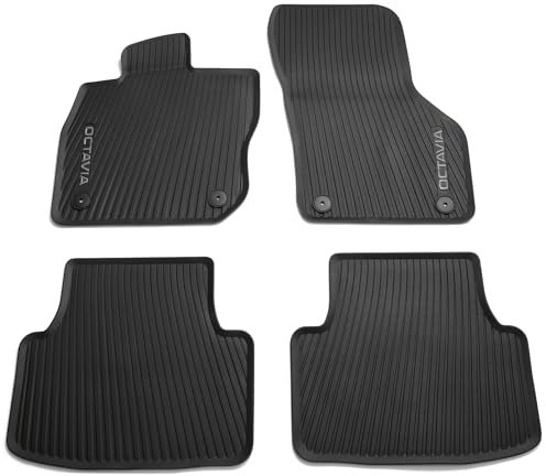 Skoda 5E4061500A Fußmatten Premium Allwetterfußmatten 4X Gummimatten, schwarz, mit Octavia Schriftzug *** nur für e-Tec/Mild-Hybrid (MHEV) ***