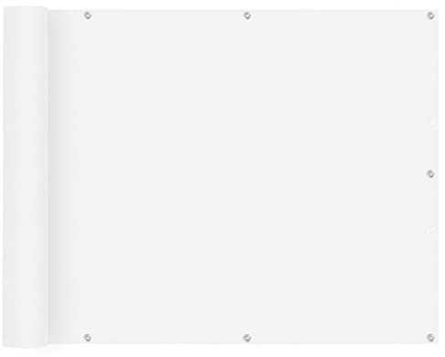 Brise-vue extérieur 0,8 x 3 m - Protection solaire pour balcon - Avec œillets et cordon - Idéal pour les fêtes de jardin - Blanc