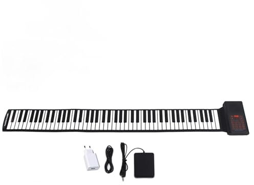Piano Flessibile, Tastiera Musicale a 61 Tasti, Piano Roll Up, Altoparlante Integrato con Funzione di Simulazione della Batteria, per Esercitazioni Silenziose MIDI USB (Spina