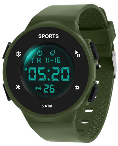 OFFCUP Herren Uhr Digital Männer Chronograph Silikon Armband, Armbanduhren Herren Uhren Herren mit LED Digitaluhren Mode Casual Digitaluhr Uhr für Herren -Grün