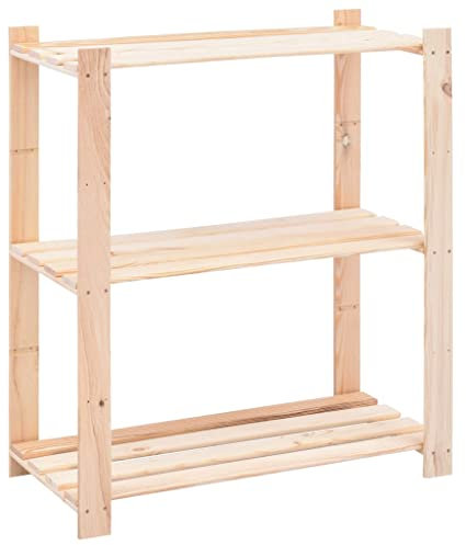 Scaffale a 3 ripiani in legno massiccio, per garage, cucina, lavanderia, resistente, capacità 150 kg, 80 x 38 x 90 cm