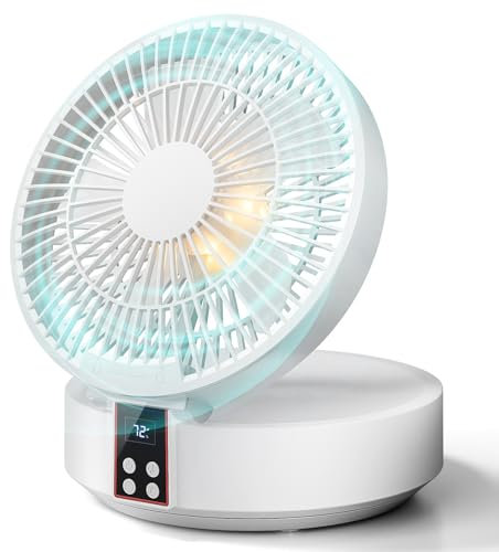 XUEYUWEN Ventilatore da Tavolo, da Scrivania con Telecomando, Silenzioso e Potente, Ventilatore Ricaricabile USB con 3 Velocità Oscillazione Ciclica, Ventilatore Portatile per Ufficio,Viaggi,Casa