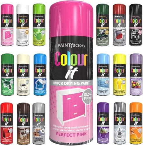 Spray Paint Perfect Pink Gloss Finish 250ml - 2 Pack Quick Dry Aerosol Can All Purpose for Wood, Metal, Plastic, Interior & Exterior