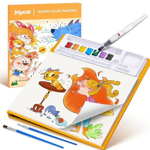 JoyCat Livre de coloriage avec peintures à l'eau pour tout-petits de 3 à 8 ans, kit de peinture aquarelle, pour arts et bricolage, jouet éducatif, cadeau d'anniversaire pour garçons et filles