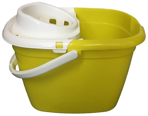 12L Yellow Durable Colour-Coded Mop Bucket with Removable Squeegee – Sturdy Polypropylene Cleaning with Anti-Slip Gripper Handle & Pouring Spout – Ideal for Hygienic Home, Kitchen & Industrial Use