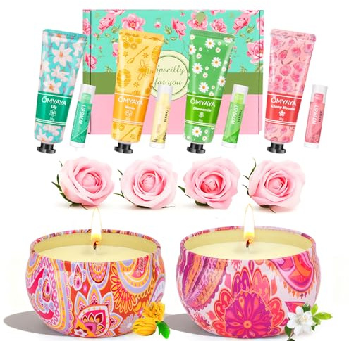 Candles Gifts for Women,Scented Candles Set & Hand Cream Lotion Set,Lip Balm Bulk Christmas Stocking Stuffers Birthday, Mother’s Day Romantic Anniversary Presents Valentines Day
