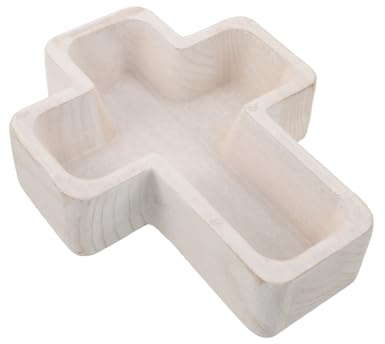 MALUGOGO Servierschale aus Naturholz, Kreuz-Design, Servierschale für Salat, Obst, Nüsse, dekorativ, christlicher Holzaufsatz für Ostern, Frühlingsparty, leicht zu reinigen, religiöse