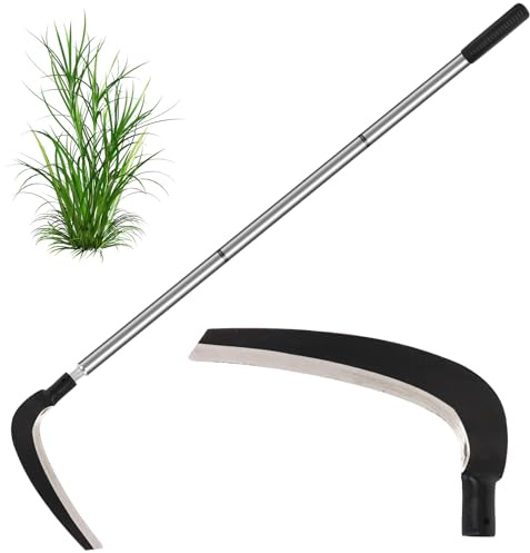 ROLKAR Scythe Tool for Grass Cutting, Weeding Sickle Garden Tools for Clearing Bushes, Brush, Vines in Yard, Fields, Ditches, Paths, Landscaping, Weed Razor Cutter Machete for Farming Harvesting