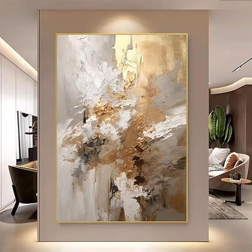 Genérico Cuadros Grandes Salon, Decoración De Pared De Arte Moderno Con Grafiti Dorado Pintado A Mano, Pintura Al Óleo Original Sin Marco, Textura Estética, Obra De Arte Para Sala De Estar Y Ofi