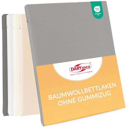 Darymex Flaches Laken ohne Gummizug, 160x205 cm, Baumwolle, Stahl Grau | Betttuch, Bettlaken, weich, strapazierfähig, für Matratzen 160x200 cm, Schlafzimmer, Hotel