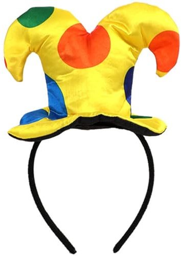 Gleemix Clown Stirnband Hut, Zirkus Kostüm Haarreif, Bunte Hut Karneval, Clown Kostüm Kinder Herren Damen, für Karneval Fasching Party