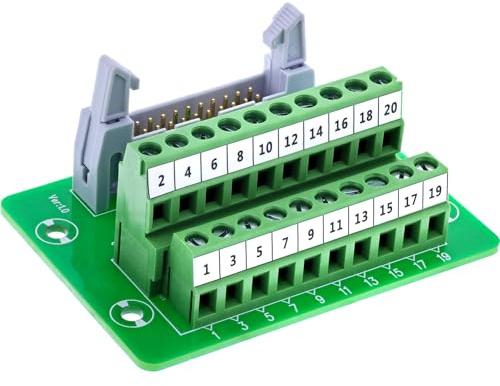 InLine IDC 20 Buchse auf Terminalblock, 10-polig, robuster Flachbandkabel-Adapter für Platinen, mit Schraubklemmen, ideal für Steuerungen & Prototypen, 92504P