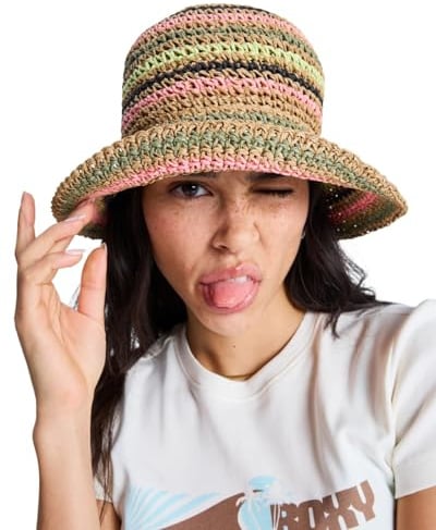 Roxy Candied Peacy - Sombrero Tipo Bucket de Paja - Mujer - Beige.