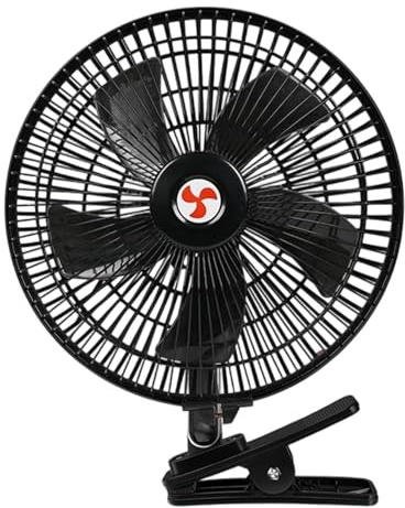 Ventilatore Auto 25 cm DC Clip - Oscillazione Automatica Accendisigari | 12V 24V Portatile Raffreddamento per Camion, Camper, SUV | 3 Velocità Rotativo 2 Porte USB Ventilazione a 360°