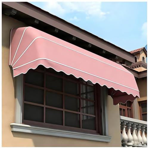 Einziehbare, Gebogene Markise for Türen und Fenster – faltbares Sonnenschutzdach for den Außenbereich for Restaurants und Geschäfte(Pink,145x80x80CM)