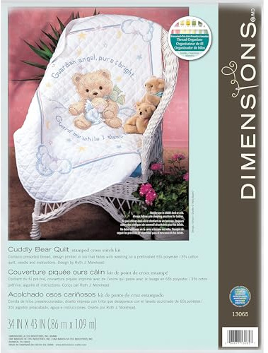 Dimensions Stamped Cross Stitch Quilt Cuddly Bear, Multi-Colour