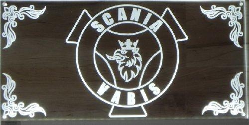 Scania Vabis LED-Leuchtschild 30x15cm 12V/24V-Adapter ✓ LED-Beleuchtung ✓ Lasergraviert | Edles LED-Schild als Truck-Accessoire | Beleuchtetes Scania Logo-Schild | Ideales LKW-Zubehör für Trucker