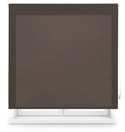 Blindecor Ara | Lichtdurchlässiges Rollo | Dunkelbraun | 140 x 175 cm (BxH) | Stoffgröße 137 x 170 cm | Rollos für fenster