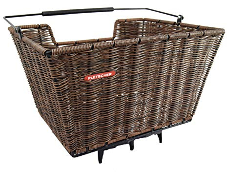 Pletscher Unisex – Erwachsene Rattan Fahrradkorb, braun, 1size