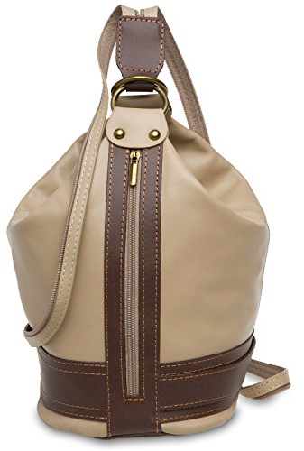 Caspar TL721 3-in-1 mittelgroßer Leder Rucksack Schultertasche Cross Body Bag, Farbe:taupe, Größe:One Size