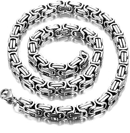 URBAN JEWELRY Impressive Mechanic Style Men's Necklace Stainless Steel Silver Chain (Width 8mm) (58.4)