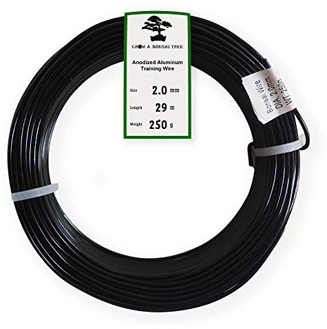 Grow A Bonsai Tree Eloxiertes Aluminium 2,0mm Bonsai Draht 250g große Rolle (95 Feet) - (2,0mm, Schwarz)