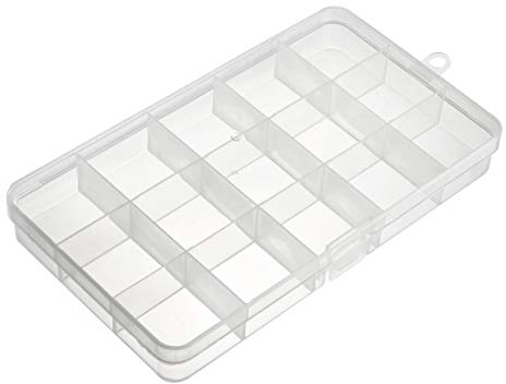 sourcing map Component Storage Box - PP Fixed 15 Grids Electronic Component Containers Tool Boxes Clear White 170x100x23mm
