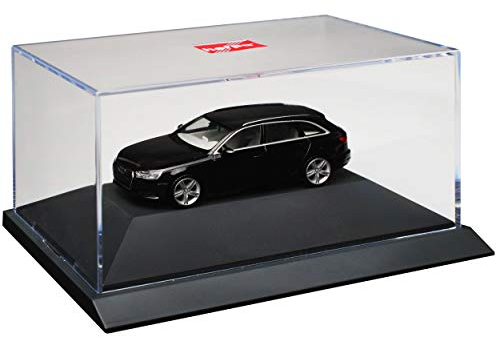 A*u*d*i A4 B9 Avant Kombi Schwarz Ab 2015 mit Sockel und Vitrine H0 1/87 Herpa Modell Auto mit individiuellem Wunschkennzeichen