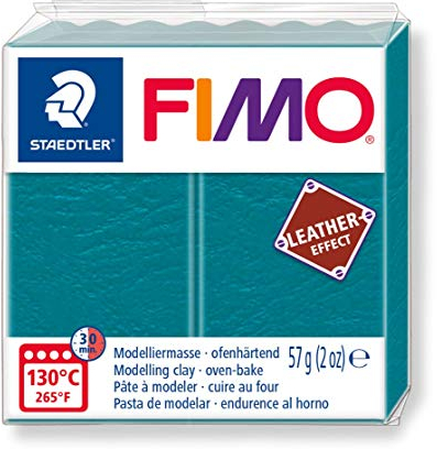 Staedtler FIMO Leather-Effect, ofenhärtende Modelliermasse für kreative Objekte im Leder-Look, lederähnliche Optik und Haptik, Farbe Lagune, 8010-369