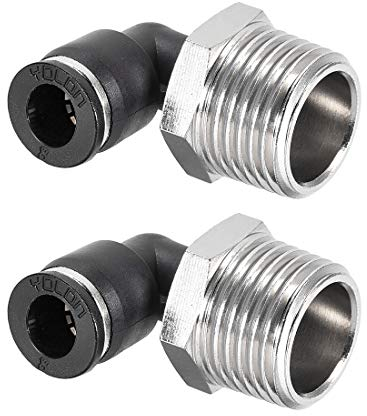sourcing map 2Stk. Drücken zur Rohrverschraubung Fitting Außen Ellbogen 8mm Rohr OD X 1/2 NPT Gewinde Pneumatische Luftdruck Verriegelung